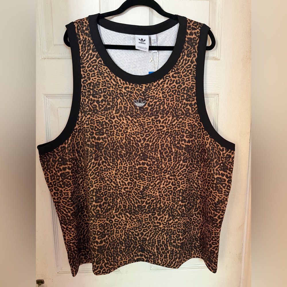 Adidas Men‘s/Womens Black and Brown Leopard Tank Top